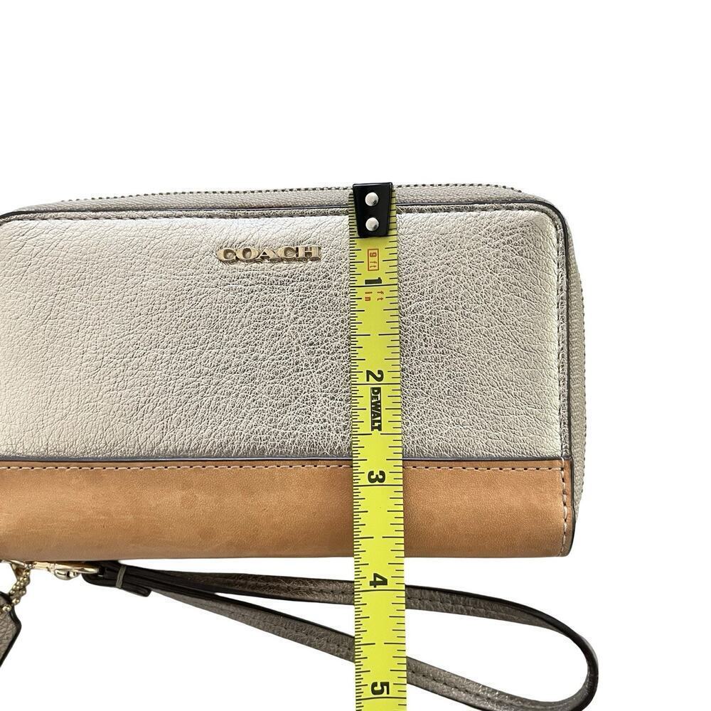 Coach Metallic Gold Leather Double‎ Zip Medium Wallet Wristlet - Picture 5 of 13